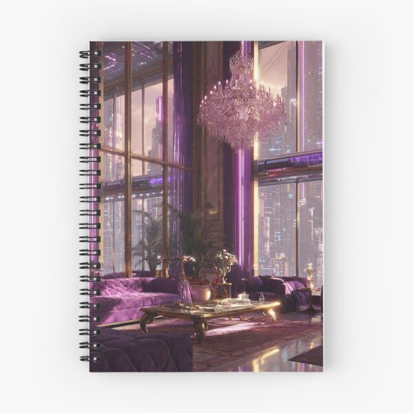 Item preview, Purple Cyberpunk Penthouse Luxury Interior Crystal Chandelier Velvet Sofa designed and sold by IRON SIREN.