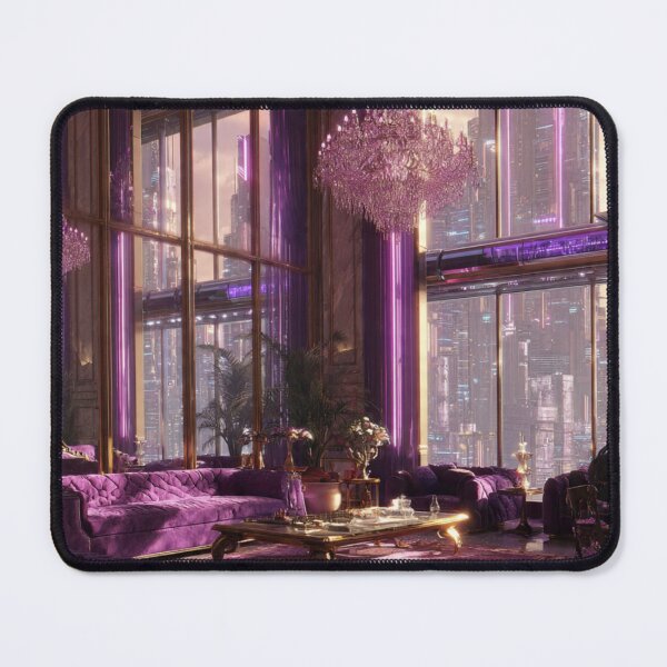 Item preview, Purple Cyberpunk Penthouse Luxury Interior Crystal Chandelier Velvet Sofa designed and sold by IRON SIREN.