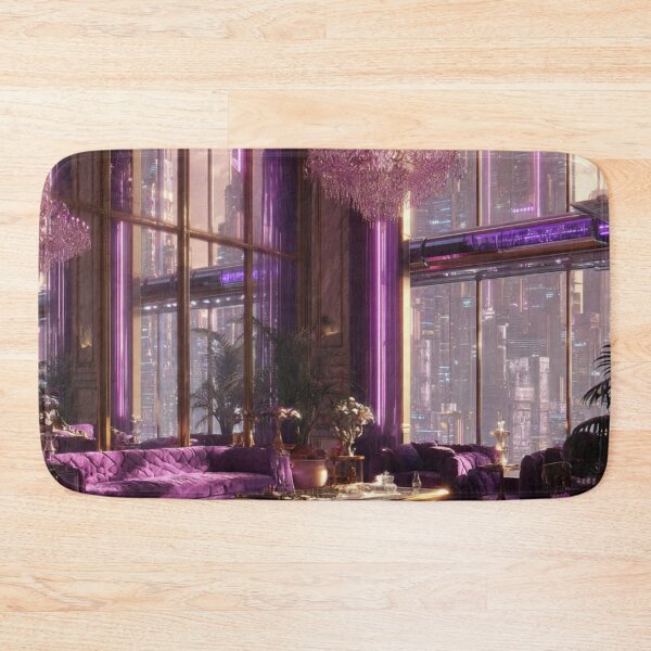 Item preview, Purple Cyberpunk Penthouse Luxury Interior Crystal Chandelier Velvet Sofa designed and sold by IRON SIREN.