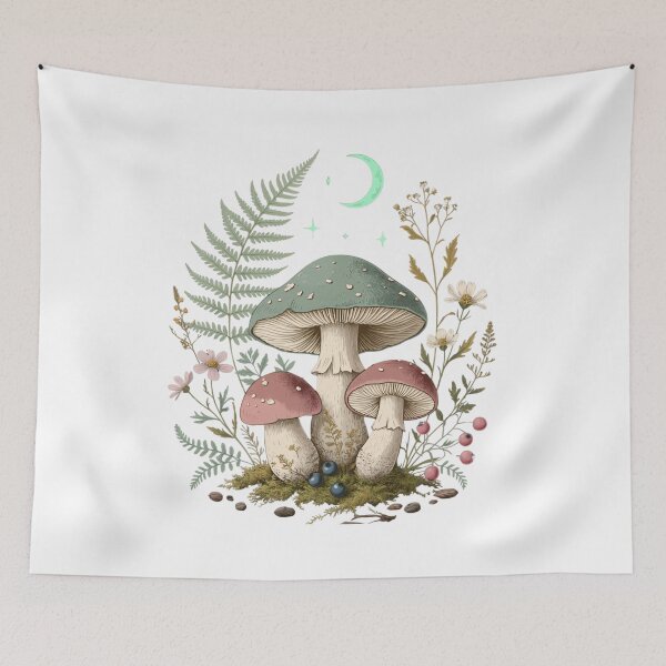Item preview, Cottage Mushroom Botanical Aesthetic Art  Cottagecore Gift for Her Sticker Print Decor designed and sold by DreamelleStudio.