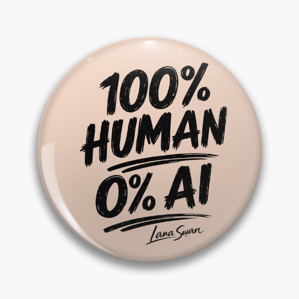 Item preview, 100% HUMAN 0% AI | Peach Typography Design | Creative Humor Statement designed and sold by BlueberrySwan.