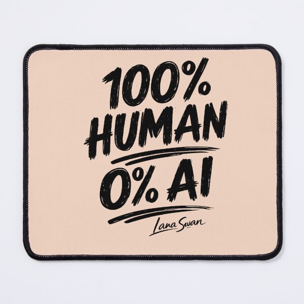 Item preview, 100% HUMAN 0% AI | Peach Typography Design | Creative Humor Statement designed and sold by BlueberrySwan.