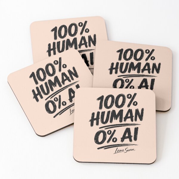 Item preview, 100% HUMAN 0% AI | Peach Typography Design | Creative Humor Statement designed and sold by Baroness Swan.