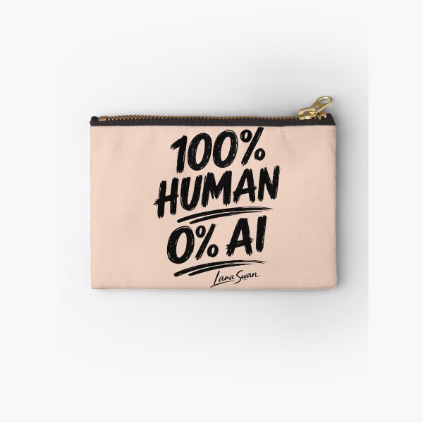 Item preview, 100% HUMAN 0% AI | Peach Typography Design | Creative Humor Statement designed and sold by BlueberrySwan.