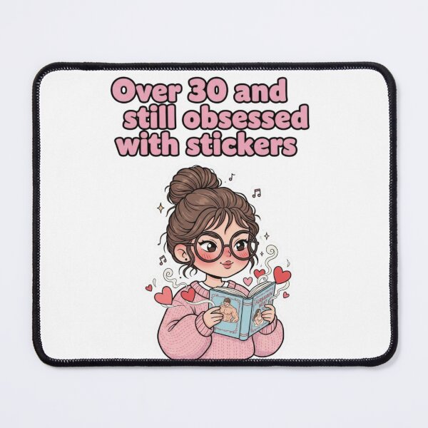 Item preview, Over 30 and Still Obsessed with Stickers - Cute Woman Reading Spicy Book Vinyl Sticker designed and sold by NovaBitWalls.