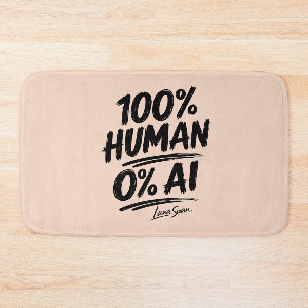 Item preview, 100% HUMAN 0% AI | Peach Typography Design | Creative Humor Statement designed and sold by Baroness Swan.