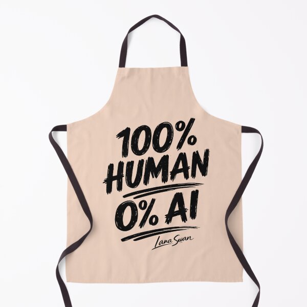 Item preview, 100% HUMAN 0% AI | Peach Typography Design | Creative Humor Statement designed and sold by Baroness Swan.