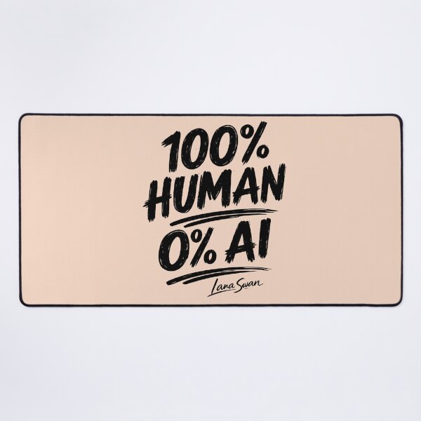 Item preview, 100% HUMAN 0% AI | Peach Typography Design | Creative Humor Statement designed and sold by BlueberrySwan.