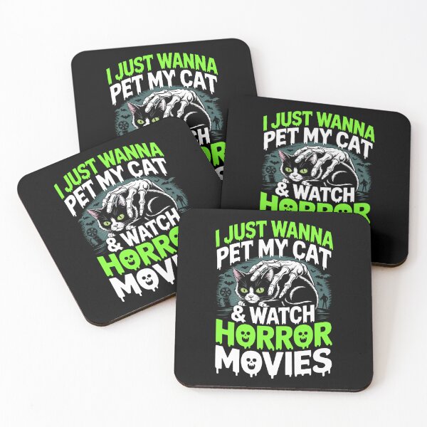 Item preview, I Just Wanna Pet My Cat and Watch Horror Movies Cat Lover designed and sold by Say It With Ink.