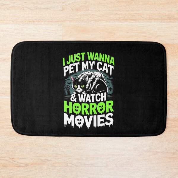 Item preview, I Just Wanna Pet My Cat and Watch Horror Movies Cat Lover designed and sold by Say It With Ink.