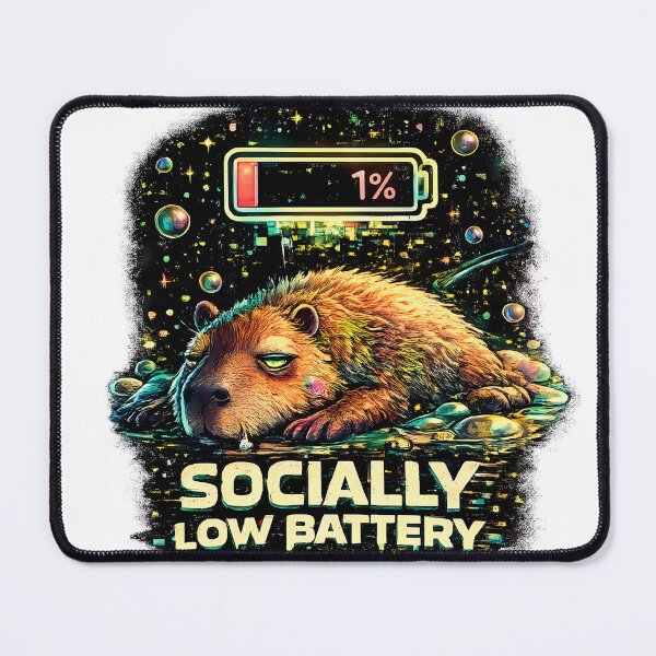 Item preview, Socially Low Battery Introvert Capybara Funny Trippy Design designed and sold by RebelVibeX.