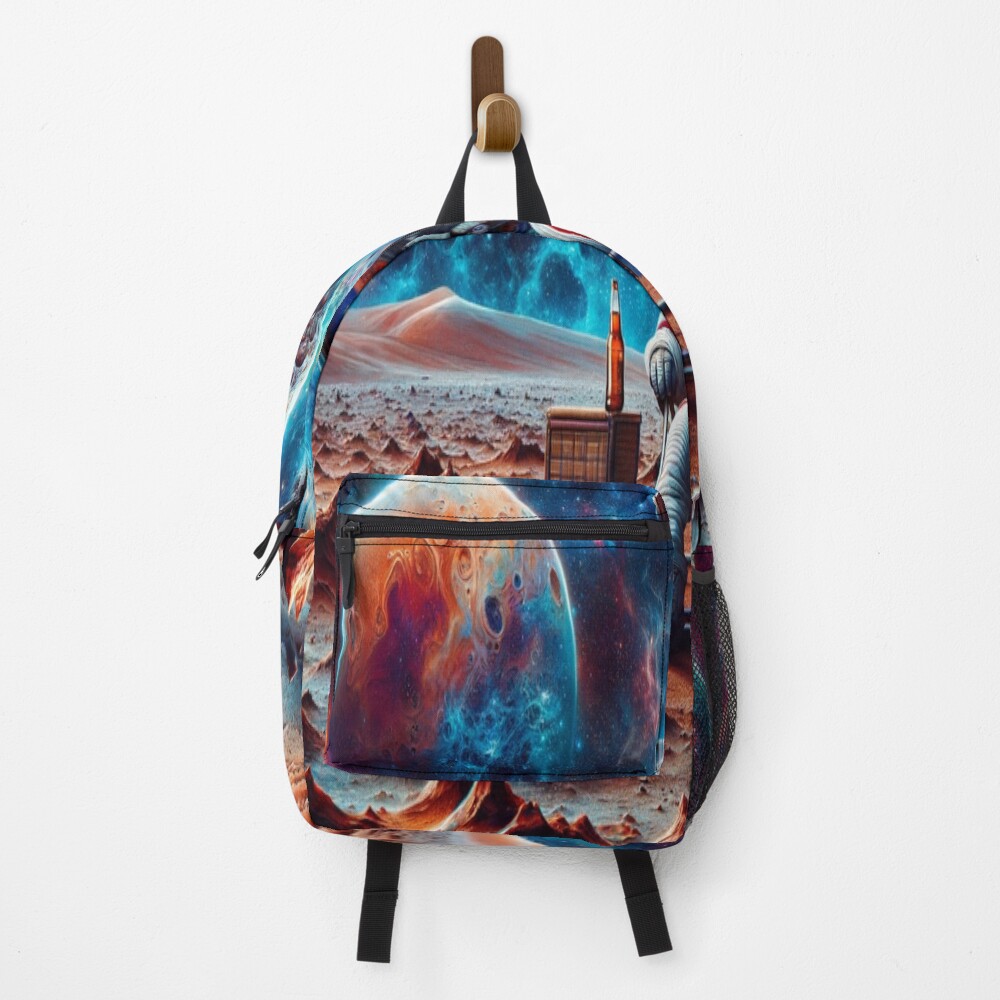 Cosmic Astronaut Chill Surreal Space Art on a backpack