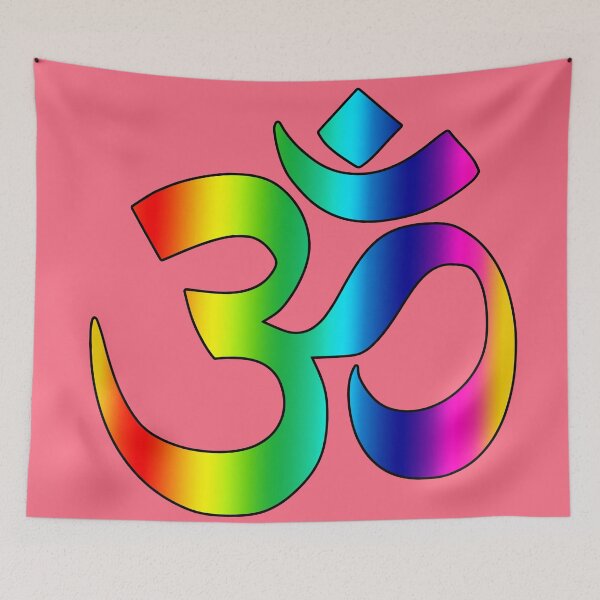 Item preview, om symbol with rainbow colors, zen yoga meditation spiritual positive energy design designed and sold by rikyfreestyle.