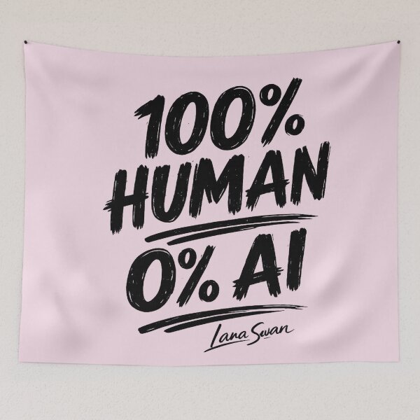 Item preview, 100% HUMAN 0% AI | Pink Retro Typography | Funny Human-Made Design designed and sold by Baroness Swan.