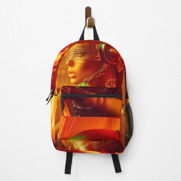 Item preview, Cyborg Woman Neon Bar Orange Drink Futuristic | Sci-Fi AI Art designed and sold by IRON SIREN.