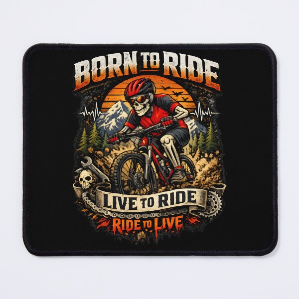 Item preview, Born To Ride Mountain Bike Skeleton Cycling | MTB Rider Gift | Live To Ride Bicycle Lover designed and sold by darkan1.