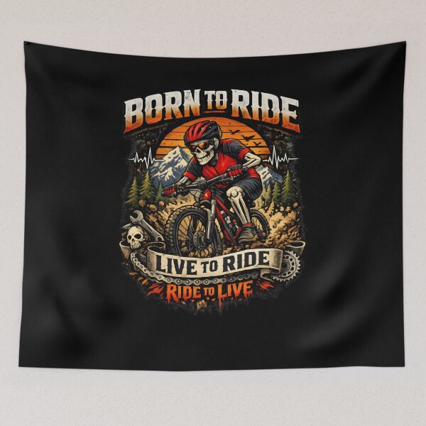 Item preview, Born To Ride Mountain Bike Skeleton Cycling | MTB Rider Gift | Live To Ride Bicycle Lover designed and sold by darkan1.