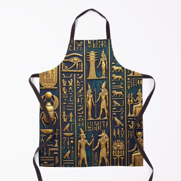 Item preview, Ancient Egyptian Hieroglyphics and Gods Gold Teal Art Design designed and sold by Queen Cleopatra.