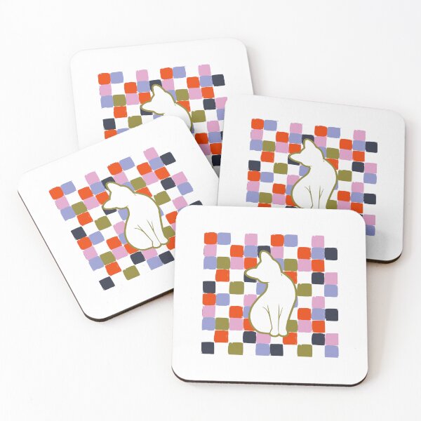 Item preview, Curious Cat in Colorful Tiles designed and sold by crittersitter.