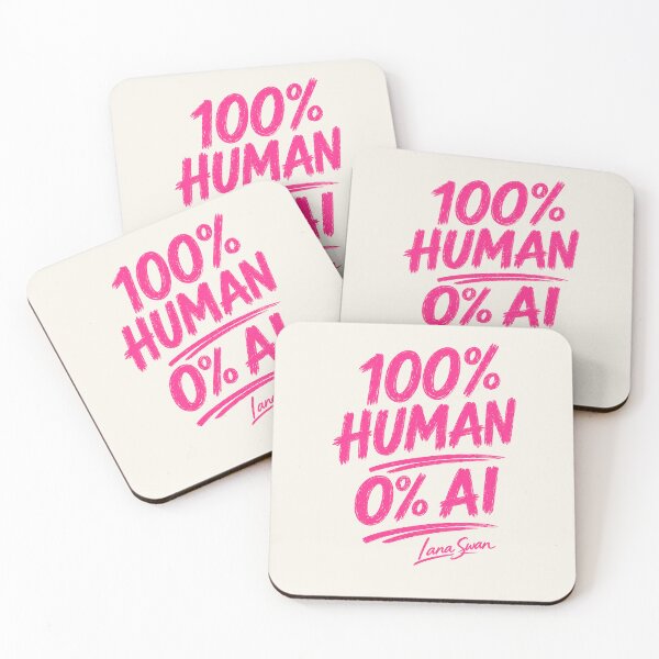 Item preview, 100% HUMAN 0% AI | Hot Pink Typography | Bold Creative Statement designed and sold by BlueberrySwan.