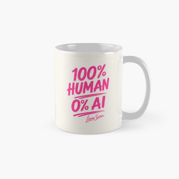Item preview, 100% HUMAN 0% AI | Hot Pink Typography | Bold Creative Statement designed and sold by Baroness Swan.
