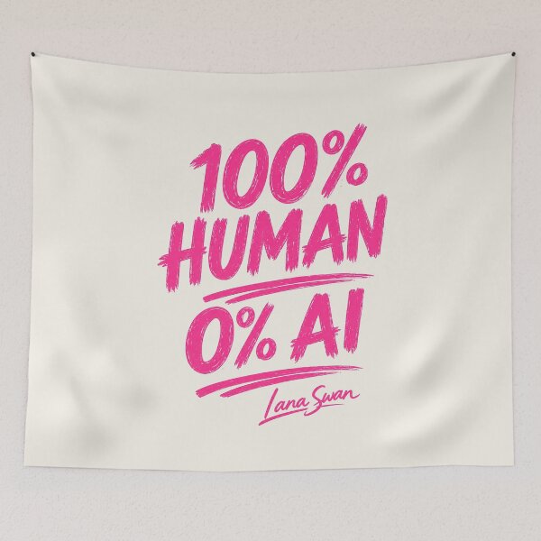Item preview, 100% HUMAN 0% AI | Hot Pink Typography | Bold Creative Statement designed and sold by Baroness Swan.