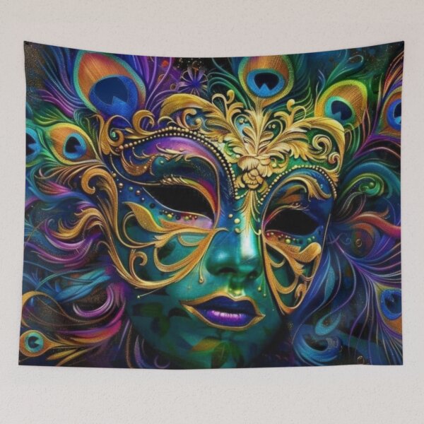 Item preview, Mardi Gras Mask Wall Art | New Orleans Carnival Decor Print designed and sold by GSizzle1.