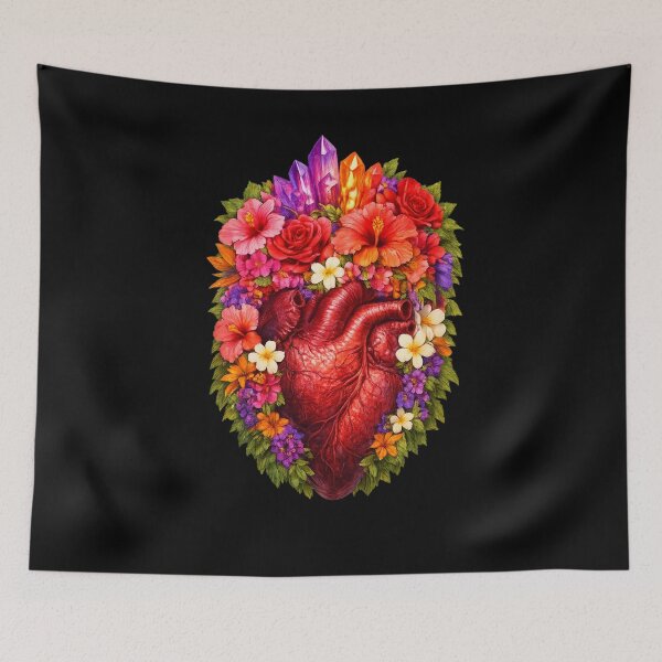 Item preview, Floral Crystal Heart — Anatomical Heart Botanical Dark Fantasy Art designed and sold by ArtoryWorks.