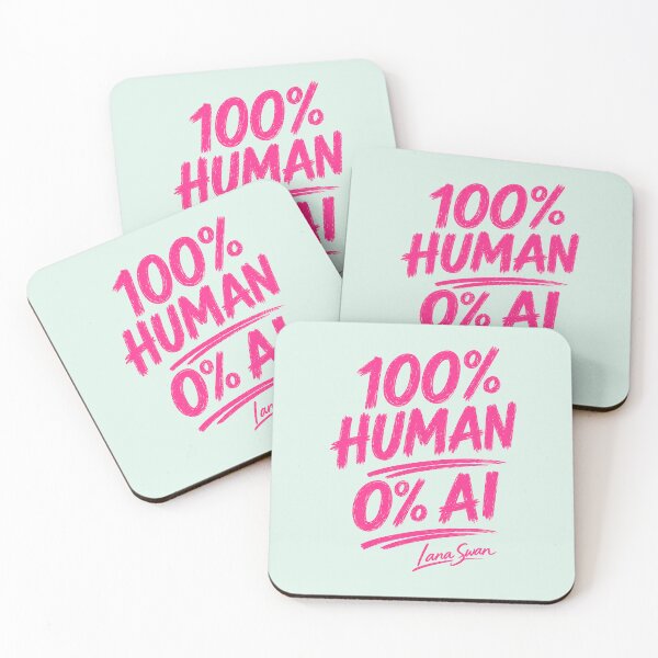 Item preview, 100% HUMAN 0% AI | Pink & Mint Typography | Playful Creator Design designed and sold by Baroness Swan.