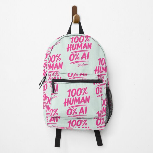 Item preview, 100% HUMAN 0% AI | Pink & Mint Typography | Playful Creator Design designed and sold by Baroness Swan.
