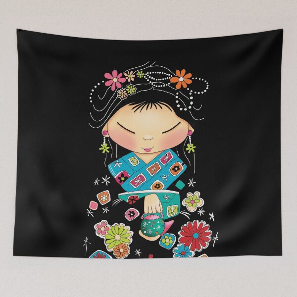 Item preview, Little Green Teapot Kawaii Geisha Girl Tea Ceremony designed and sold by Karin Taylor.