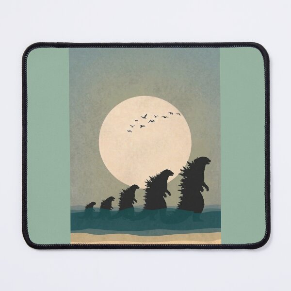 Item preview, Godzilla Family Walking on Beach | Japandi Minimalist Art designed and sold by Syrupulse.