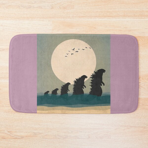 Item preview, Godzilla Family Walking on Beach | Japandi Minimalist Art designed and sold by Syrupulse.