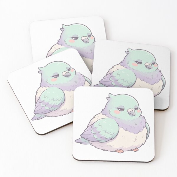 Item preview, Sleepy Kawaii Pigeon | Cozy Pastel Fluffy Bird Design designed and sold by HelgaCraftery.