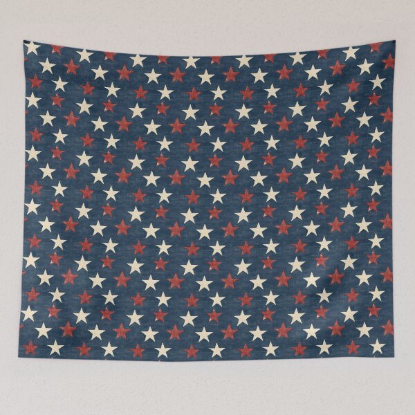 Item preview, Rustic Americana Star Pattern | Patriotic Navy and Red Stars | Classic Patriotic Holiday Decor | Vintage Denim Style Star Print | Fourth of July Stars Design | Memorial Day Patriotic Motif designed and sold by VivaFy.