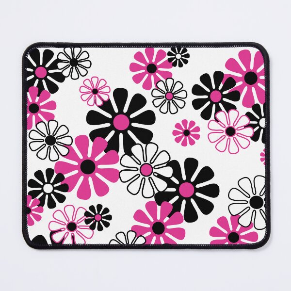 Item preview, 60's 70's Mod Floral in Black, White and Pink designed and sold by MellowCat.