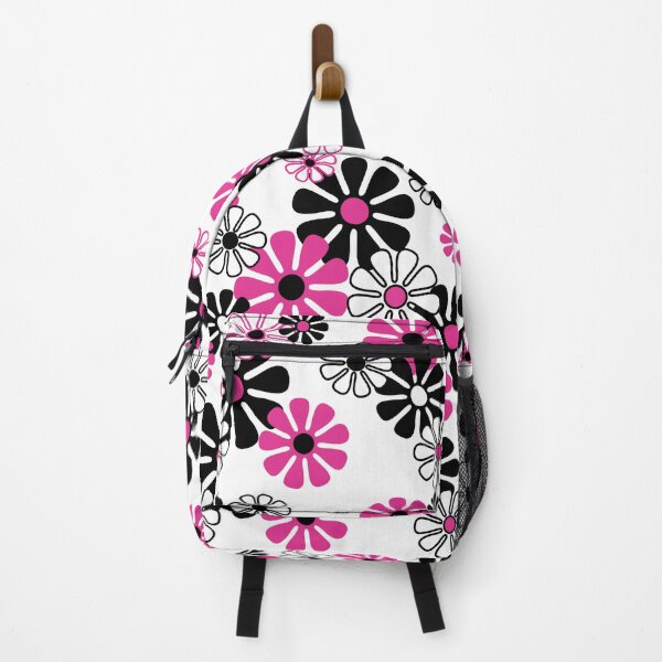 Item preview, 60's 70's Mod Floral in Black, White and Pink designed and sold by MellowCat.