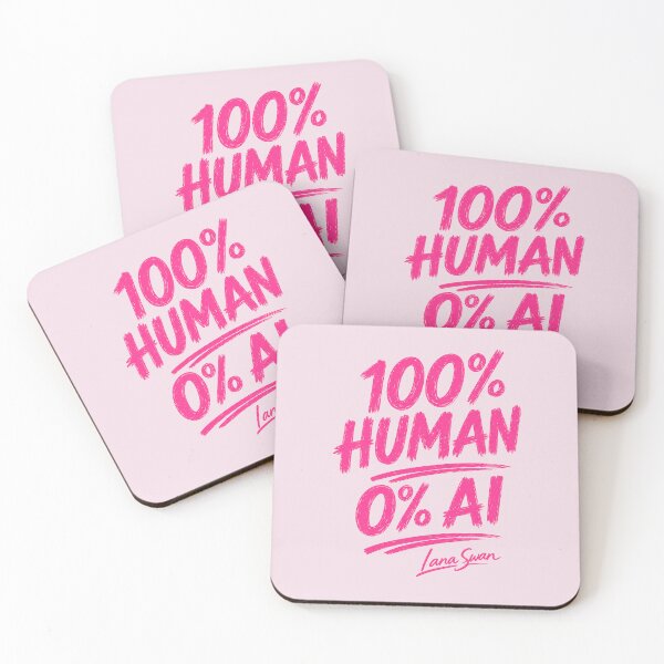 Item preview, 100% HUMAN 0% AI | Fuchsia Typography Print | Soft Pink Creator Design designed and sold by BlueberrySwan.
