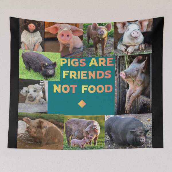 Item preview, "Pigs Are Friends, Not Food." designed and sold by Freakcreations9.
