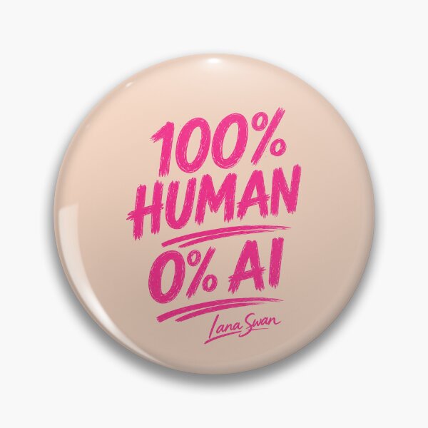 Item preview, 100% HUMAN 0% AI | Fuchsia Lettering | Peach Modern Typography designed and sold by BlueberrySwan.