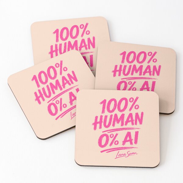 Item preview, 100% HUMAN 0% AI | Fuchsia Lettering | Peach Modern Typography designed and sold by Baroness Swan.