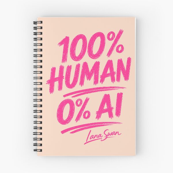 Item preview, 100% HUMAN 0% AI | Fuchsia Lettering | Peach Modern Typography designed and sold by BlueberrySwan.