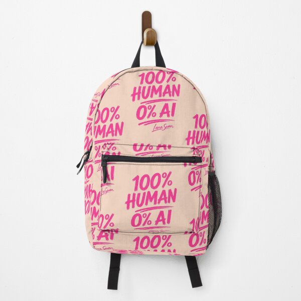 Item preview, 100% HUMAN 0% AI | Fuchsia Lettering | Peach Modern Typography designed and sold by Baroness Swan.