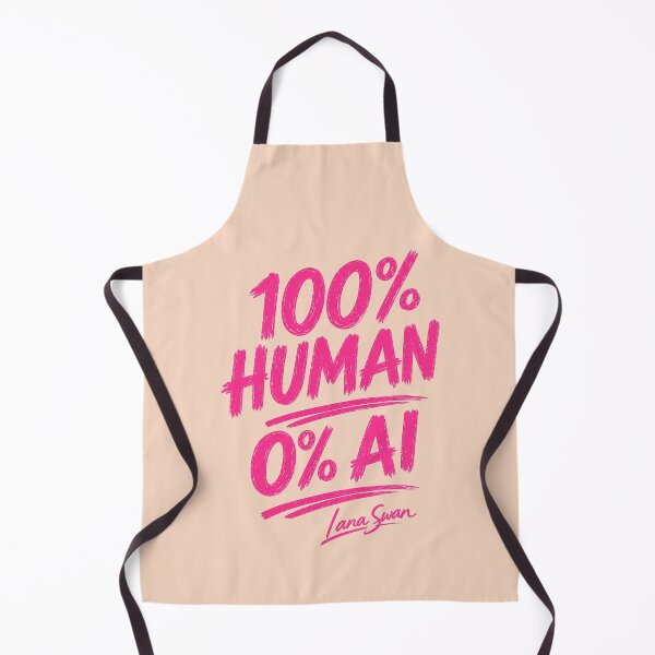 Item preview, 100% HUMAN 0% AI | Fuchsia Lettering | Peach Modern Typography designed and sold by Baroness Swan.
