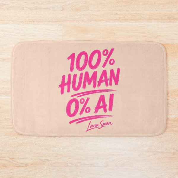 Item preview, 100% HUMAN 0% AI | Fuchsia Lettering | Peach Modern Typography designed and sold by BlueberrySwan.
