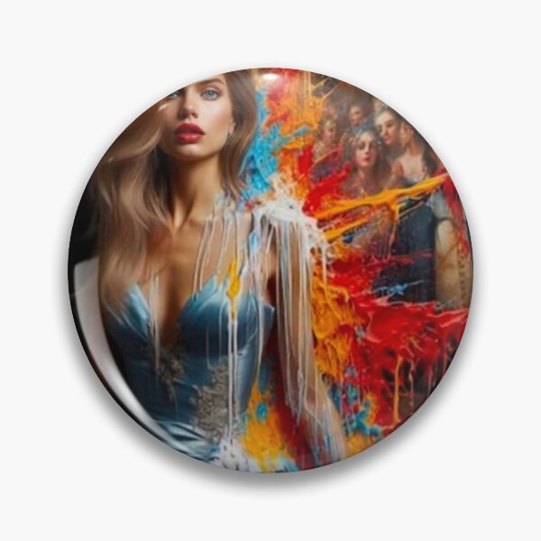 Item preview, Surreal Woman Melting Paint Portrait Blue Satin Dress Art Gallery designed and sold by IRON SIREN.