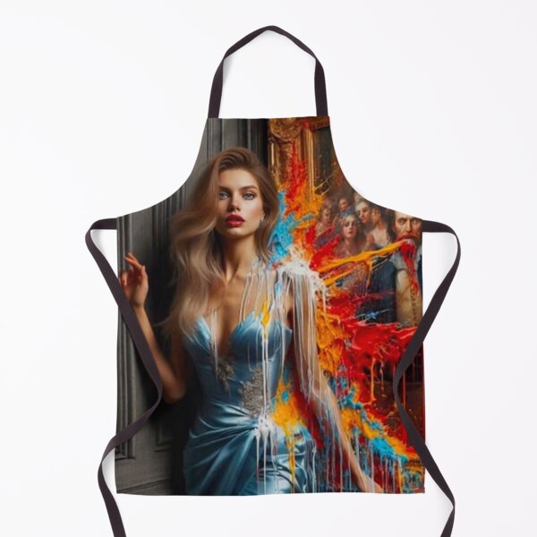 Item preview, Surreal Woman Melting Paint Portrait Blue Satin Dress Art Gallery designed and sold by IRON SIREN.