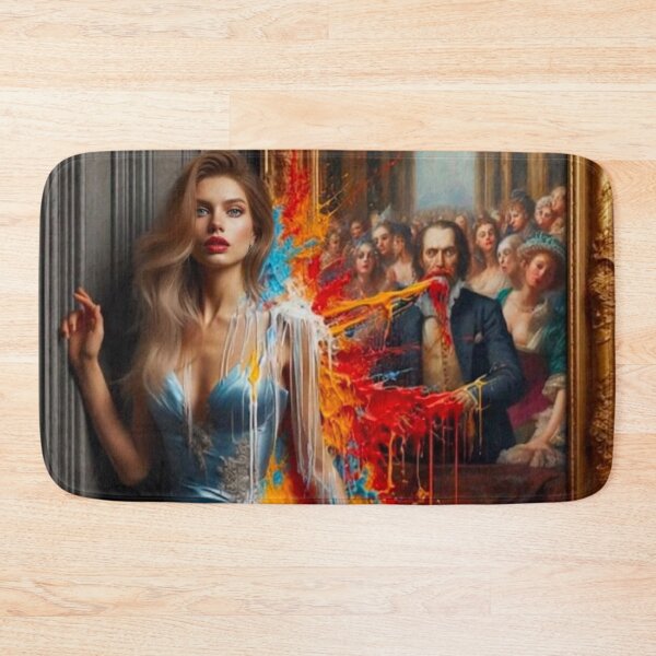 Item preview, Surreal Woman Melting Paint Portrait Blue Satin Dress Art Gallery designed and sold by IRON SIREN.