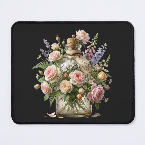 Item preview, Vintage Botanical Flower Bottle with Pink Roses designed and sold by Utopian-Magic.