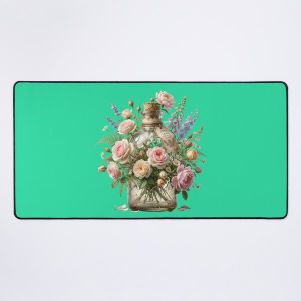 Item preview, Vintage Botanical Flower Bottle with Pink Roses designed and sold by Utopian-Magic.